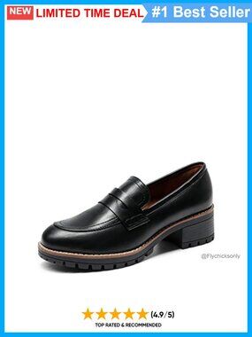 Women's Chunky Platform Loafers Faux Leather Slip-On Work Shoes Almond Toe